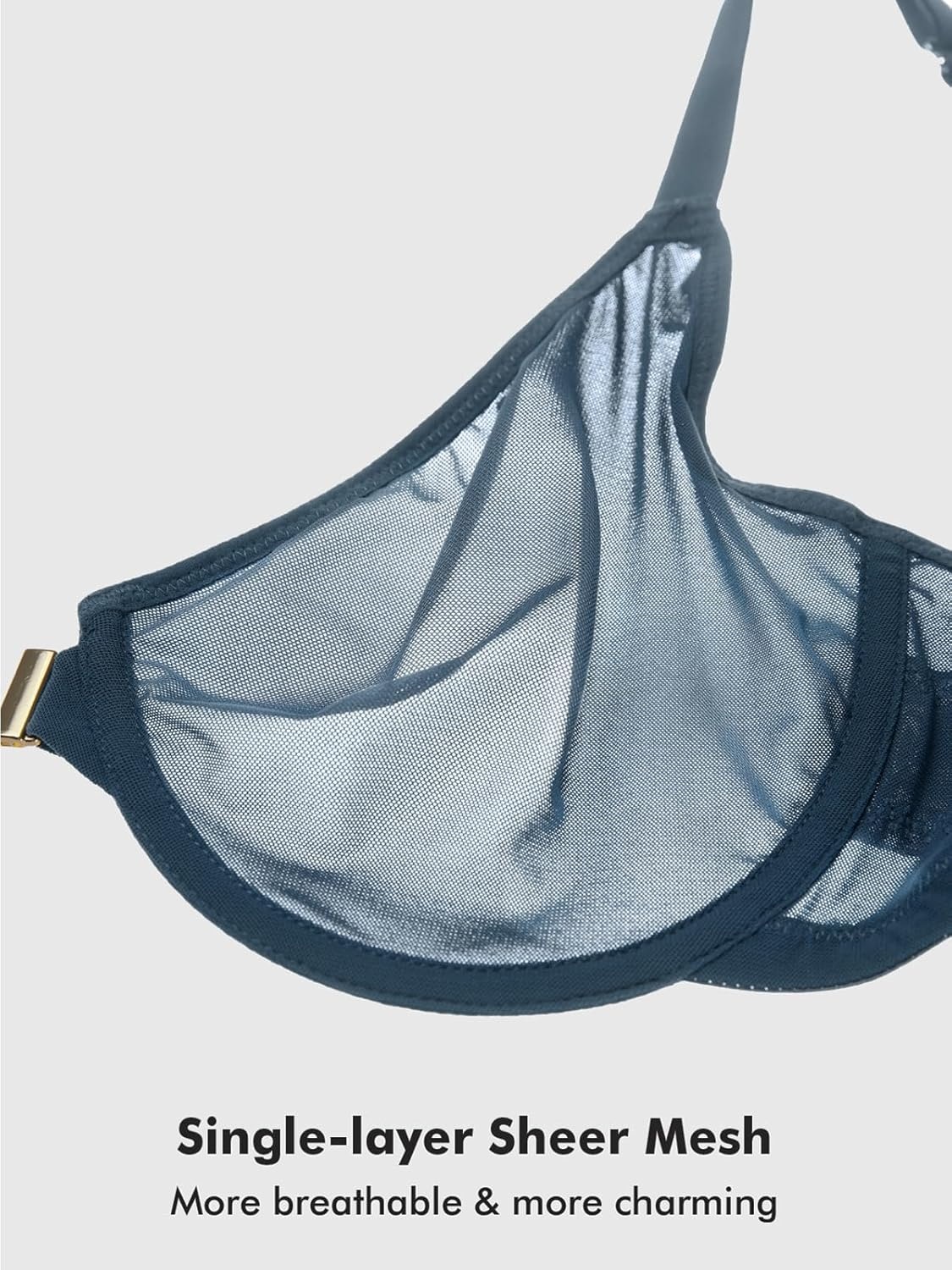 image:imageDELIMIRA Womens Cosnufy Posture Front Closure Bras Sheer Mesh Plus Size Underwire Unlined BraSargasso