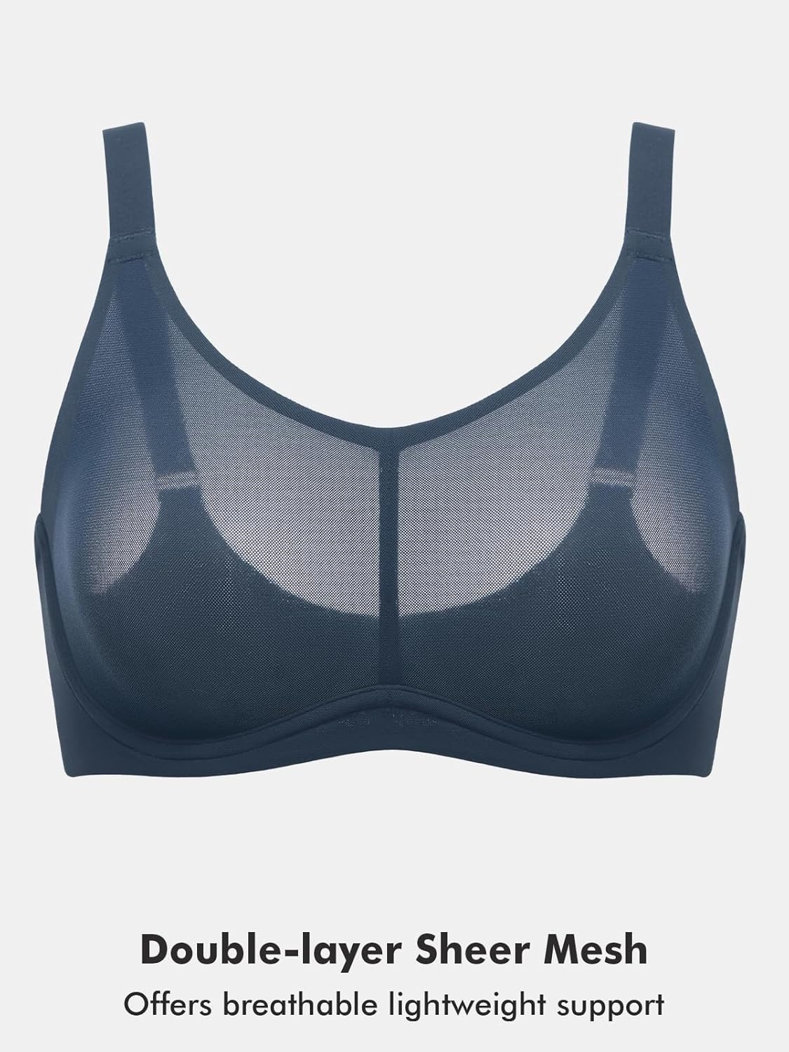 image:imageDELIMIRA Womens Cosnufy Sheer Full Coverage Bra Underwire Mesh See Through Plus Size UnlinedSargasso