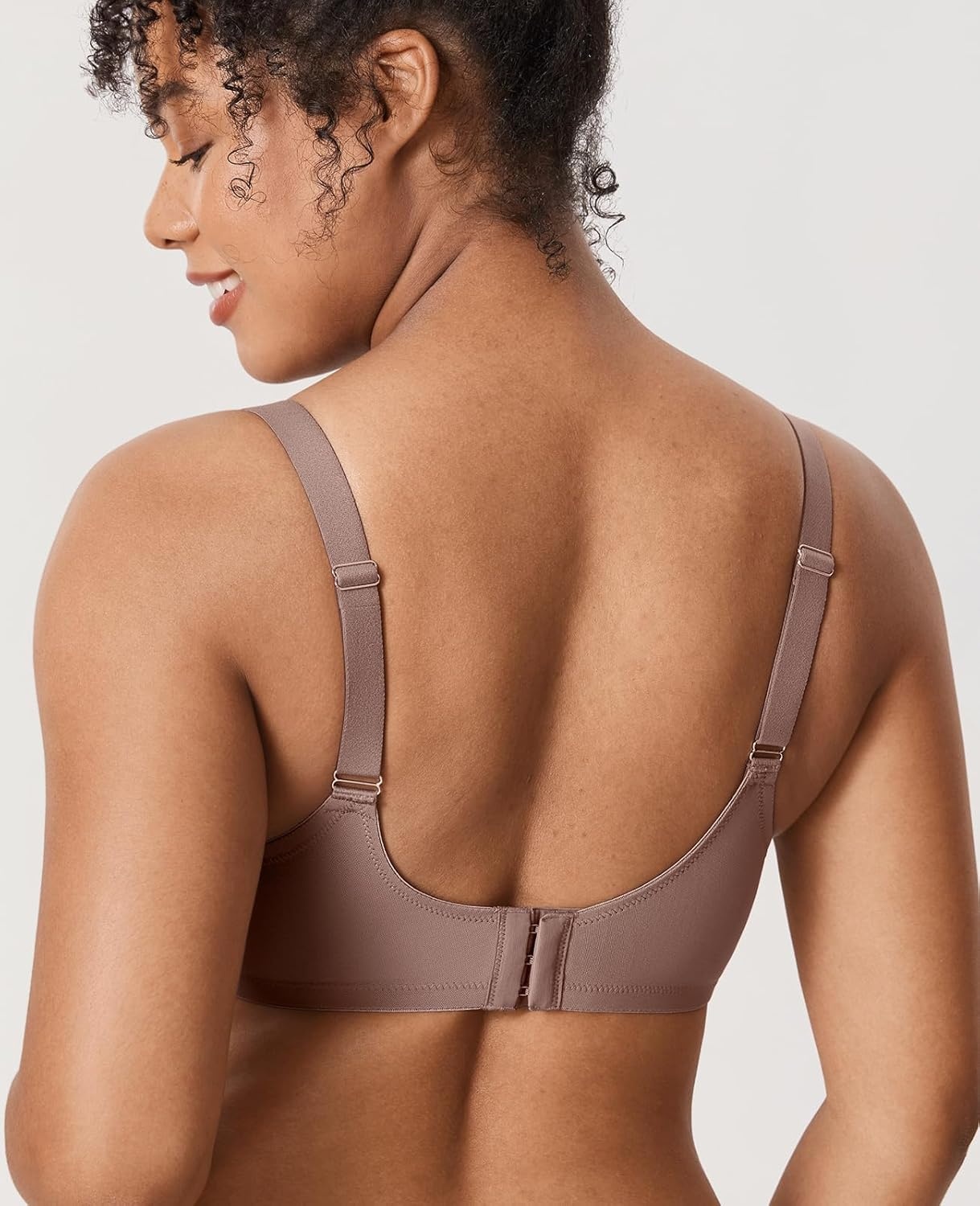 image:imageDELIMIRA Womens Cosnufy Sheer Mesh Bra Full Coverage Plus Size Plunge Unlined Underwire BrasBrown Purple