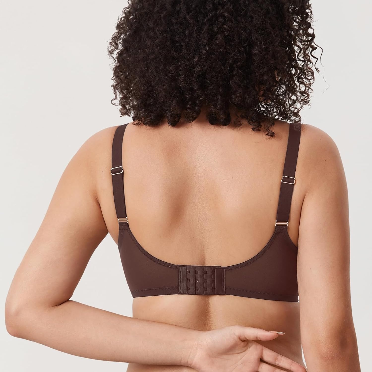 image:imageDELIMIRA Womens Cosnufy Sheer Mesh Bra Full Coverage Plus Size Plunge Unlined Underwire BrasHazelnut