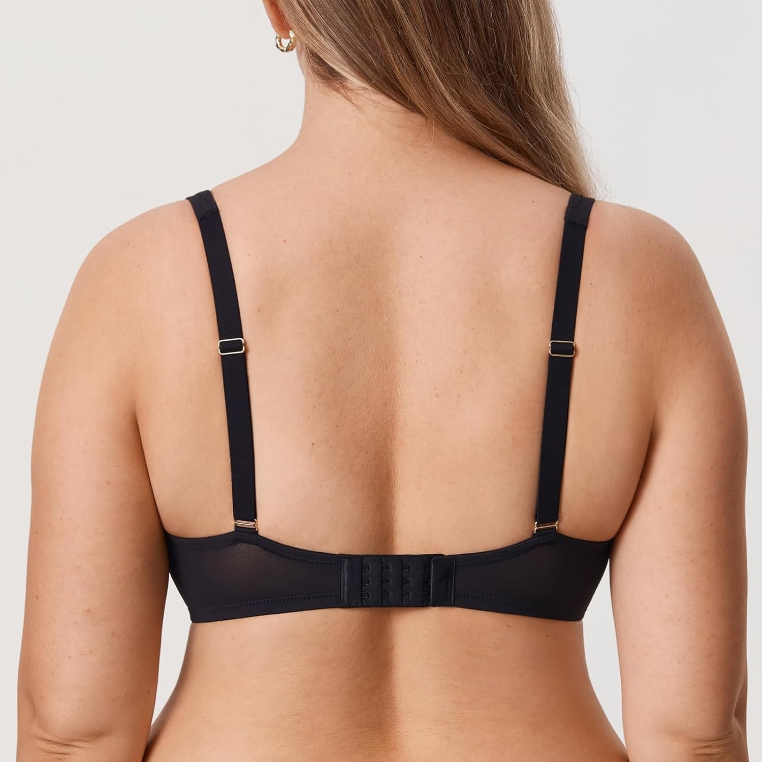 image:imageDELIMIRA Womens Cosnufy Sheer Mesh Bra No Underwire Full Coverage Plus Size Unlined BrasBlack