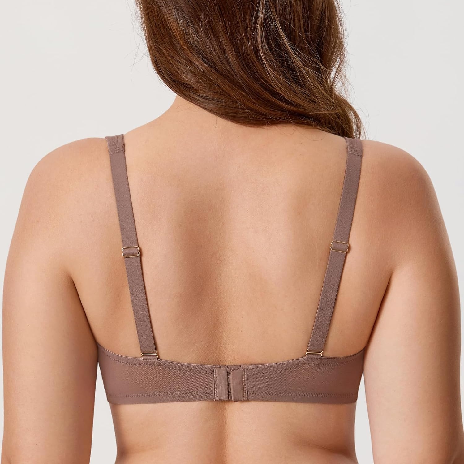 image:imageDELIMIRA Womens Cosnufy Sheer Mesh Bra No Underwire Full Coverage Plus Size Unlined BrasBrown Purple