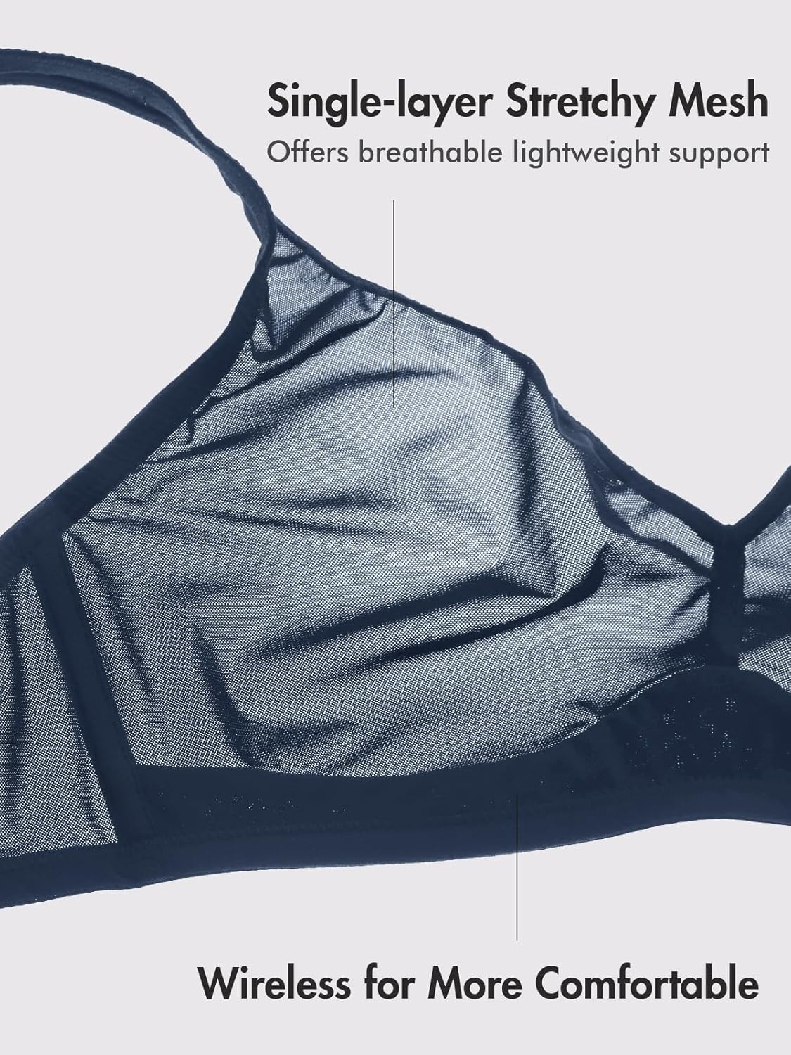 image:imageDELIMIRA Womens Cosnufy Sheer Mesh Bra No Underwire Full Coverage Plus Size Unlined BrasSargasso