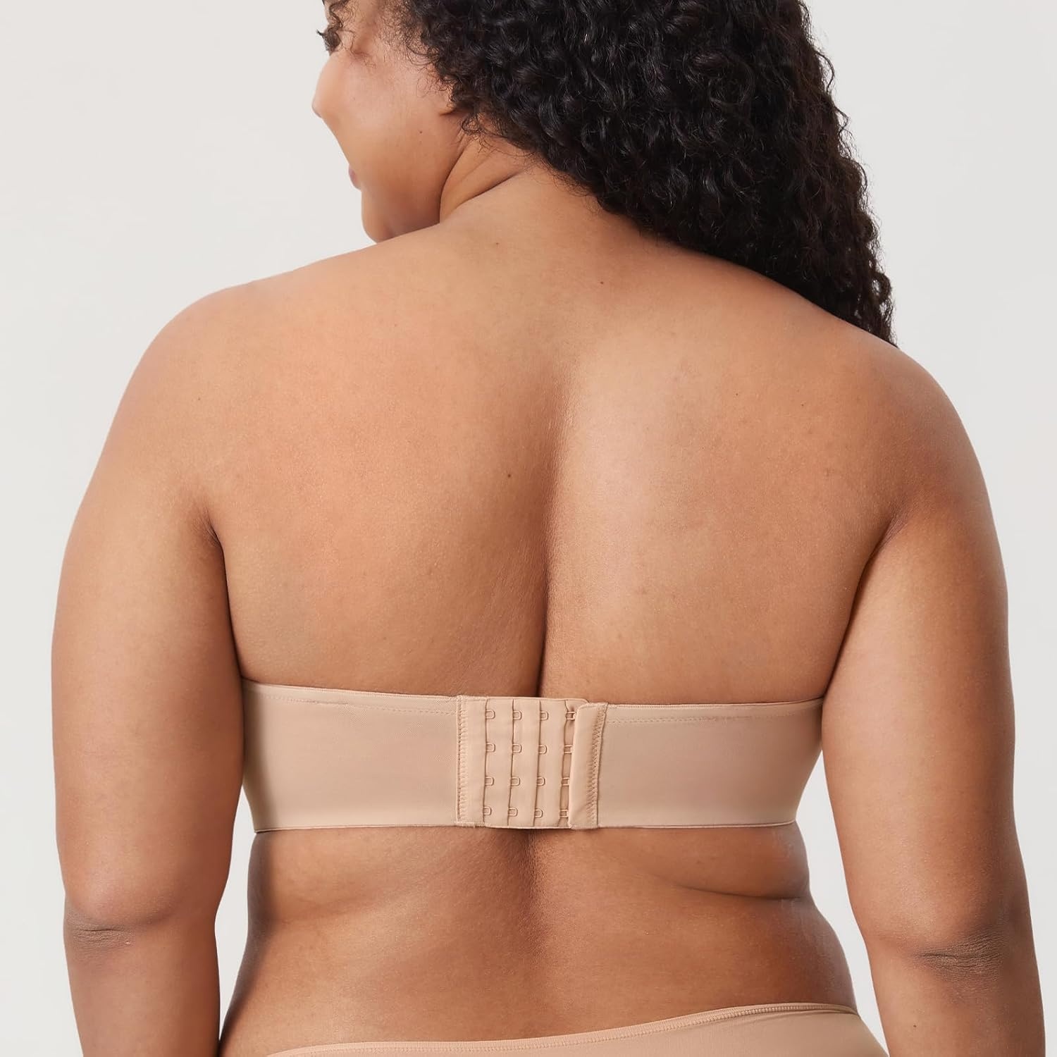 image:imageDELIMIRA Womens Cosnufy Strapless Bra Sheer Mesh Plus Size Unlined Underwire BrasBeige Size Up Cup Band