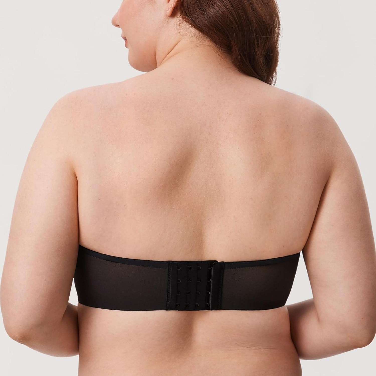image:imageDELIMIRA Womens Cosnufy Strapless Bra Sheer Mesh Plus Size Unlined Underwire BrasBlack Size Up Cup Band