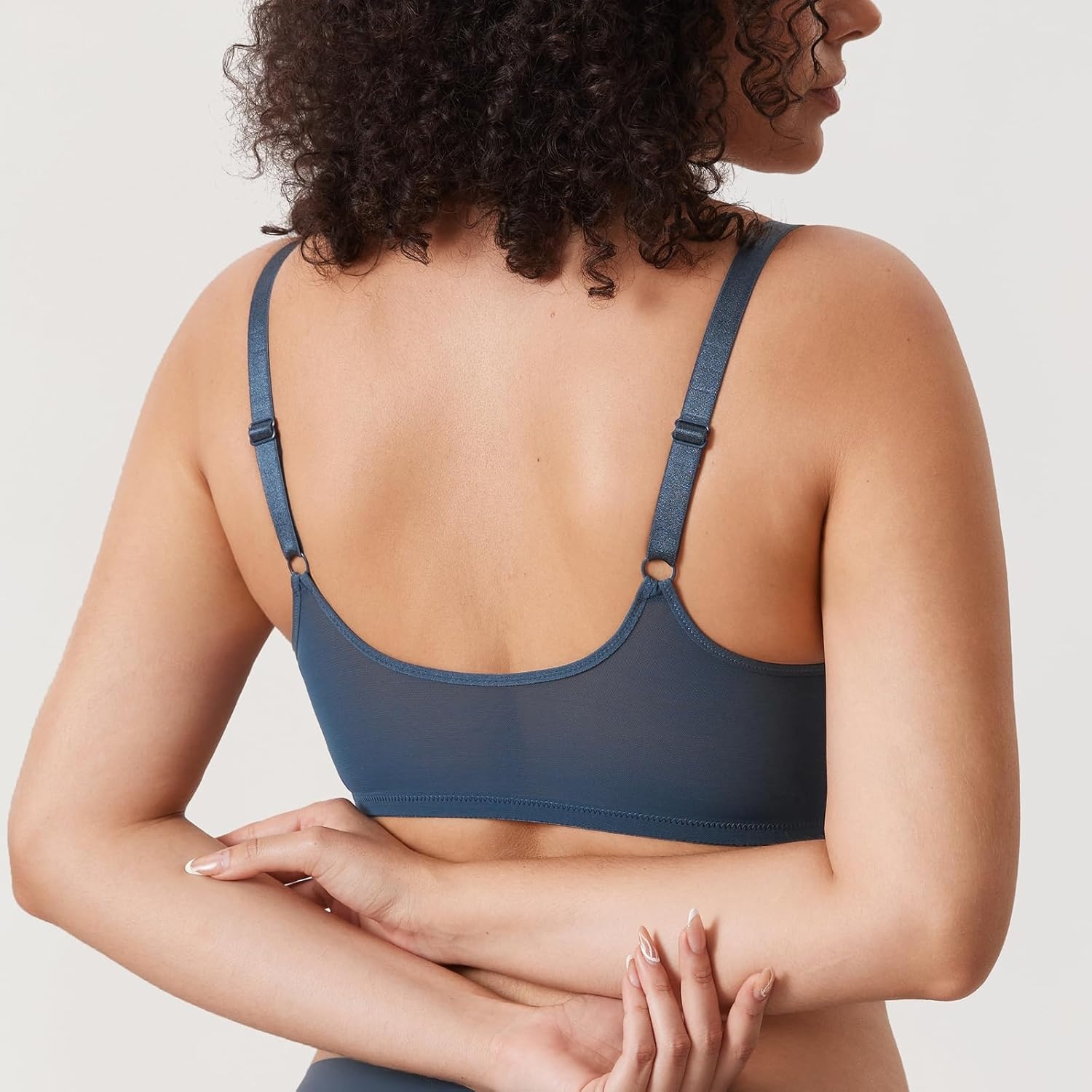 image:imageDELIMIRA Womens Front Closure Lace Underwire Sheer Bras Plus Size Full Coverage Sexy Plunge Unlined BraSargasso