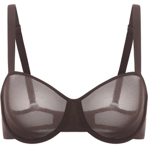 image:imageDELIMIRA Womens Cosnufy Balconette Bra Sheer Mesh Plus Size See Through Underwire Unlined BrasHazelnut