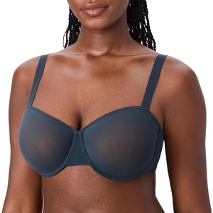 image:imageDELIMIRA Womens Cosnufy Balconette Bra Sheer Mesh Plus Size See Through Underwire Unlined BrasSargasso