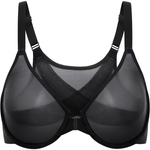 image:imageDELIMIRA Womens Cosnufy Posture Front Closure Bras Sheer Mesh Plus Size Underwire Unlined BraBlack