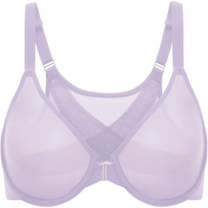 image:imageDELIMIRA Womens Cosnufy Posture Front Closure Bras Sheer Mesh Plus Size Underwire Unlined BraOrchid Hush