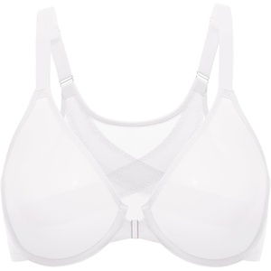 image:imageDELIMIRA Womens Cosnufy Posture Front Closure Bras Sheer Mesh Plus Size Underwire Unlined BraSnow White
