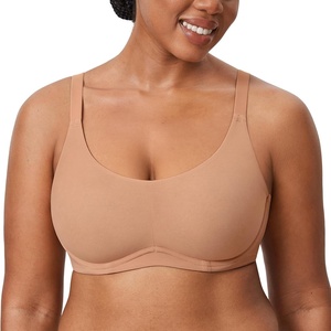 image:imageDELIMIRA Womens Cosnufy Sheer Full Coverage Bra Underwire Mesh See Through Plus Size UnlinedBarely Buff