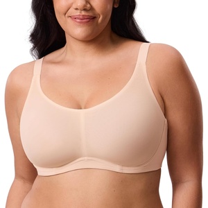 image:imageDELIMIRA Womens Cosnufy Sheer Full Coverage Bra Underwire Mesh See Through Plus Size UnlinedBeige