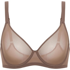 image:imageDELIMIRA Womens Cosnufy Sheer Mesh Bra Full Coverage Plus Size Plunge Unlined Underwire BrasBrown Purple
