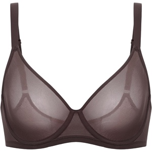 image:imageDELIMIRA Womens Cosnufy Sheer Mesh Bra Full Coverage Plus Size Plunge Unlined Underwire BrasHazelnut