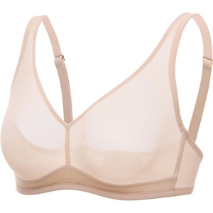 image:imageDELIMIRA Womens Cosnufy Sheer Mesh Bra No Underwire Full Coverage Plus Size Unlined BrasBeige