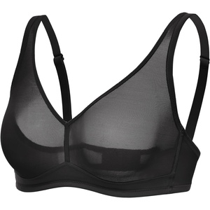 image:imageDELIMIRA Womens Cosnufy Sheer Mesh Bra No Underwire Full Coverage Plus Size Unlined BrasBlack