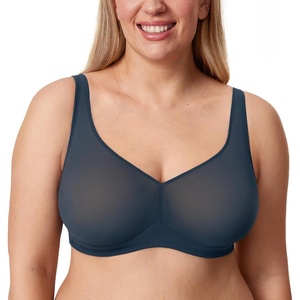 image:imageDELIMIRA Womens Cosnufy Sheer Mesh Bra No Underwire Full Coverage Plus Size Unlined BrasSargasso