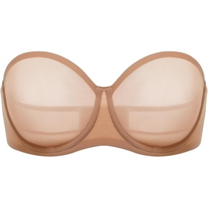 image:imageDELIMIRA Womens Cosnufy Strapless Bra Sheer Mesh Plus Size Unlined Underwire BrasBarely Buff  Size Up Cup  Band