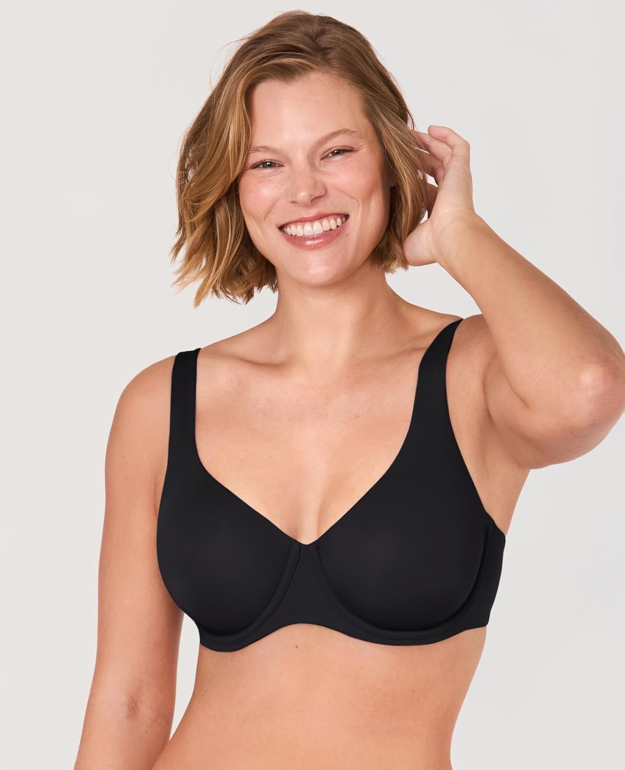image:imageDELIMIRA Womens Confishape Balconette Bra Supportive T Shirt Full Coverage Plus Size Bras Underwire UnlinedBlack Unlined