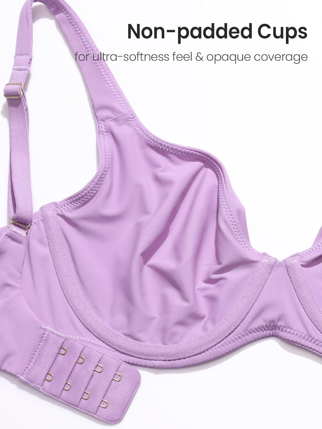 image:imageDELIMIRA Womens Confishape Balconette Bra Supportive T Shirt Full Coverage Plus Size Bras Underwire UnlinedGlaze Purple Unlined