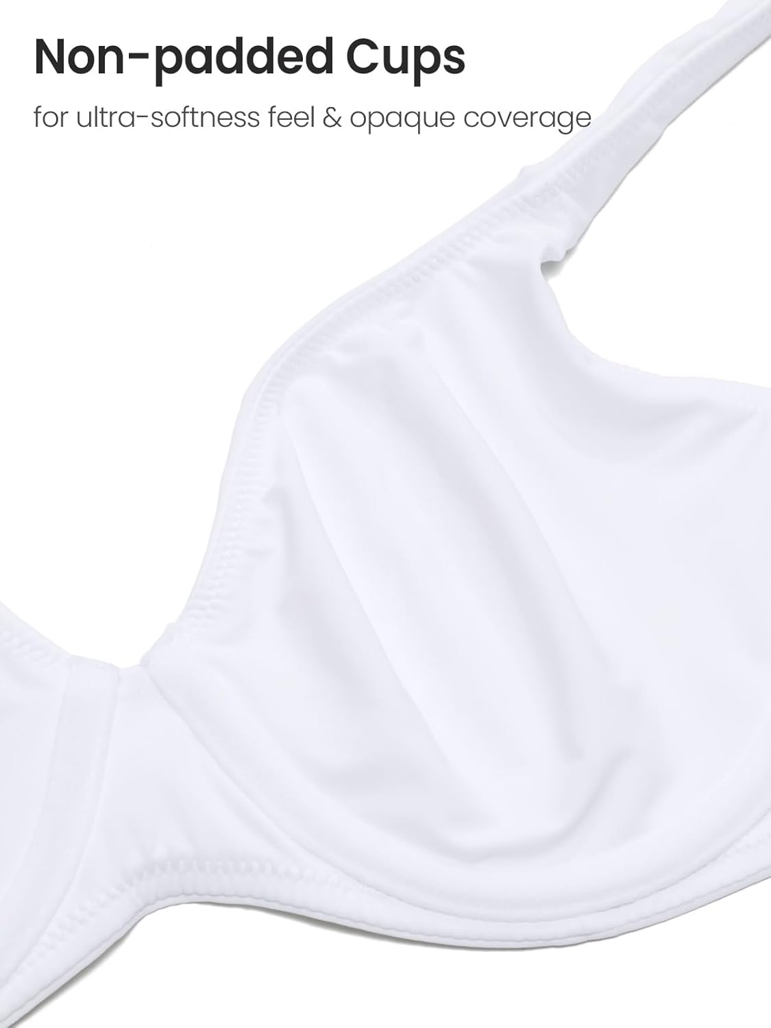 image:imageDELIMIRA Womens Confishape Balconette Bra Supportive T Shirt Full Coverage Plus Size Bras Underwire UnlinedWhite Unlined