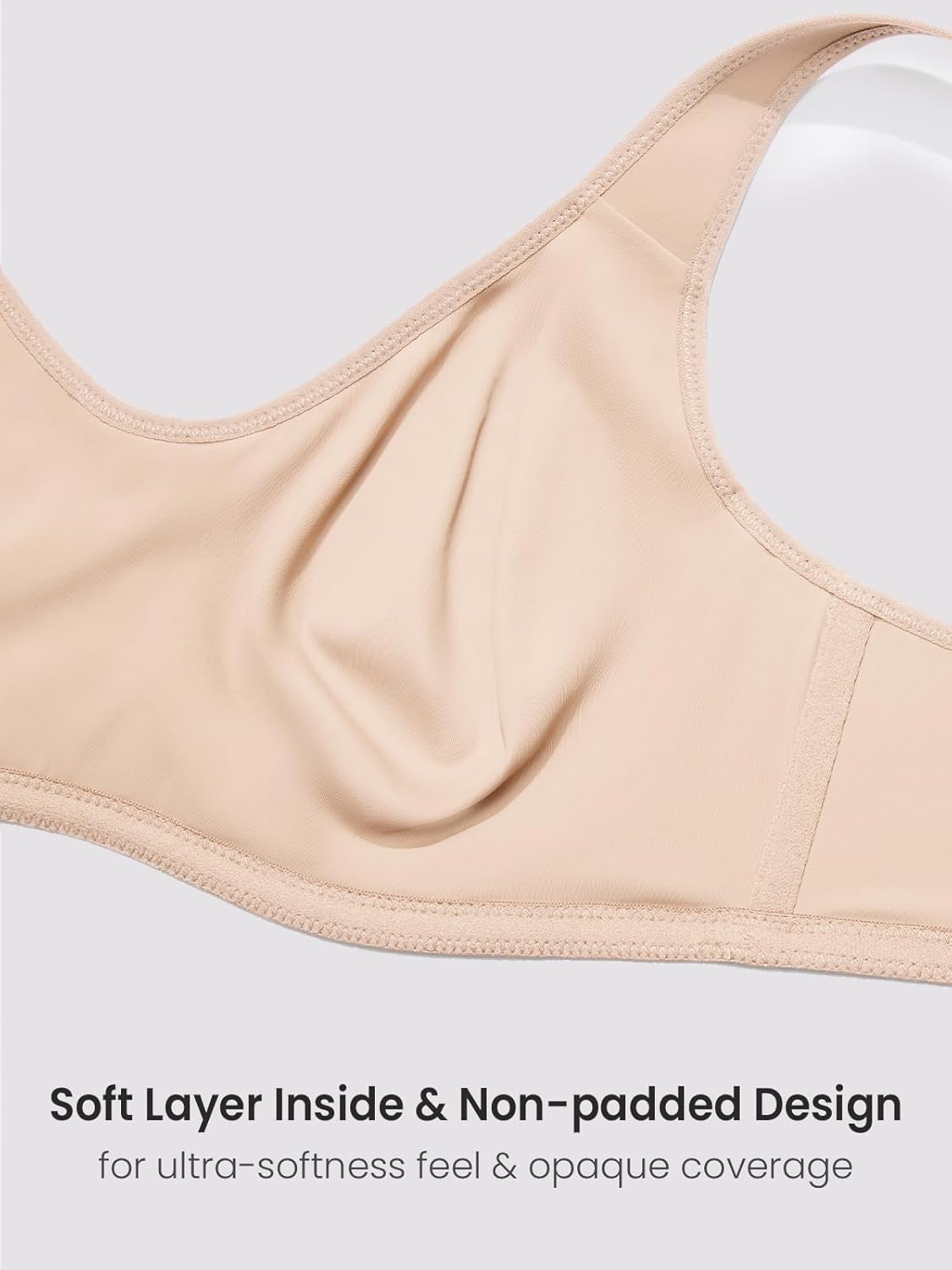 image:imageDELIMIRA Womens Confishape Full Coverage Bra Plus Size T Shirt Supportive Underwire Unlined Comfortable BrasBeige Unlined