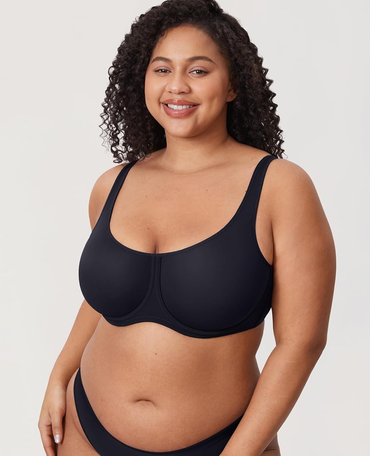 image:imageDELIMIRA Womens Confishape Full Coverage Bra Plus Size T Shirt Supportive Underwire Unlined Comfortable BrasBlack Unlined