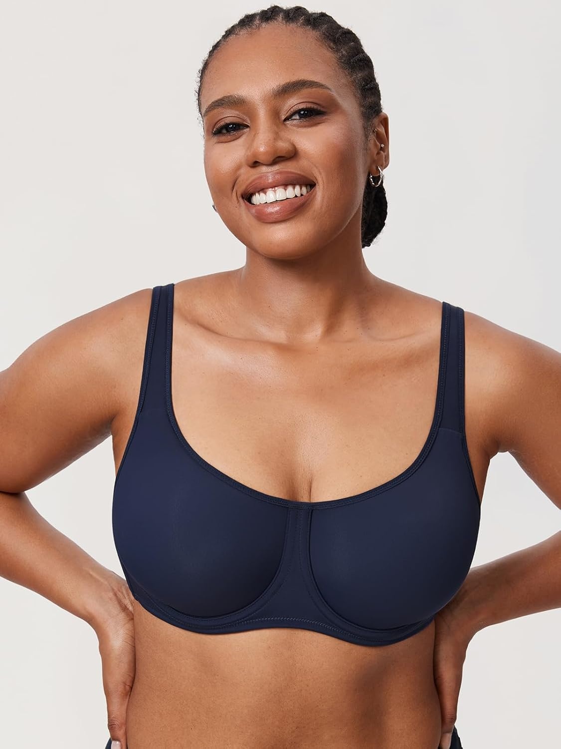 image:imageDELIMIRA Womens Confishape Full Coverage Bra Plus Size T Shirt Supportive Underwire Unlined Comfortable BrasDeep Ocean Blue Unlined