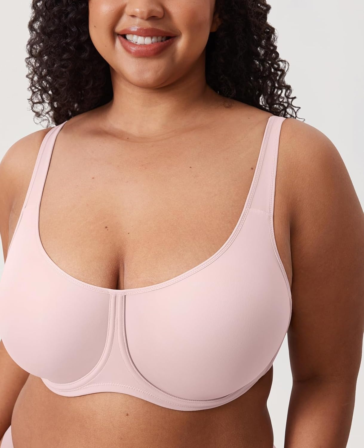 image:imageDELIMIRA Womens Confishape Full Coverage Bra Plus Size T Shirt Supportive Underwire Unlined Comfortable BrasGentle Rose Unlined