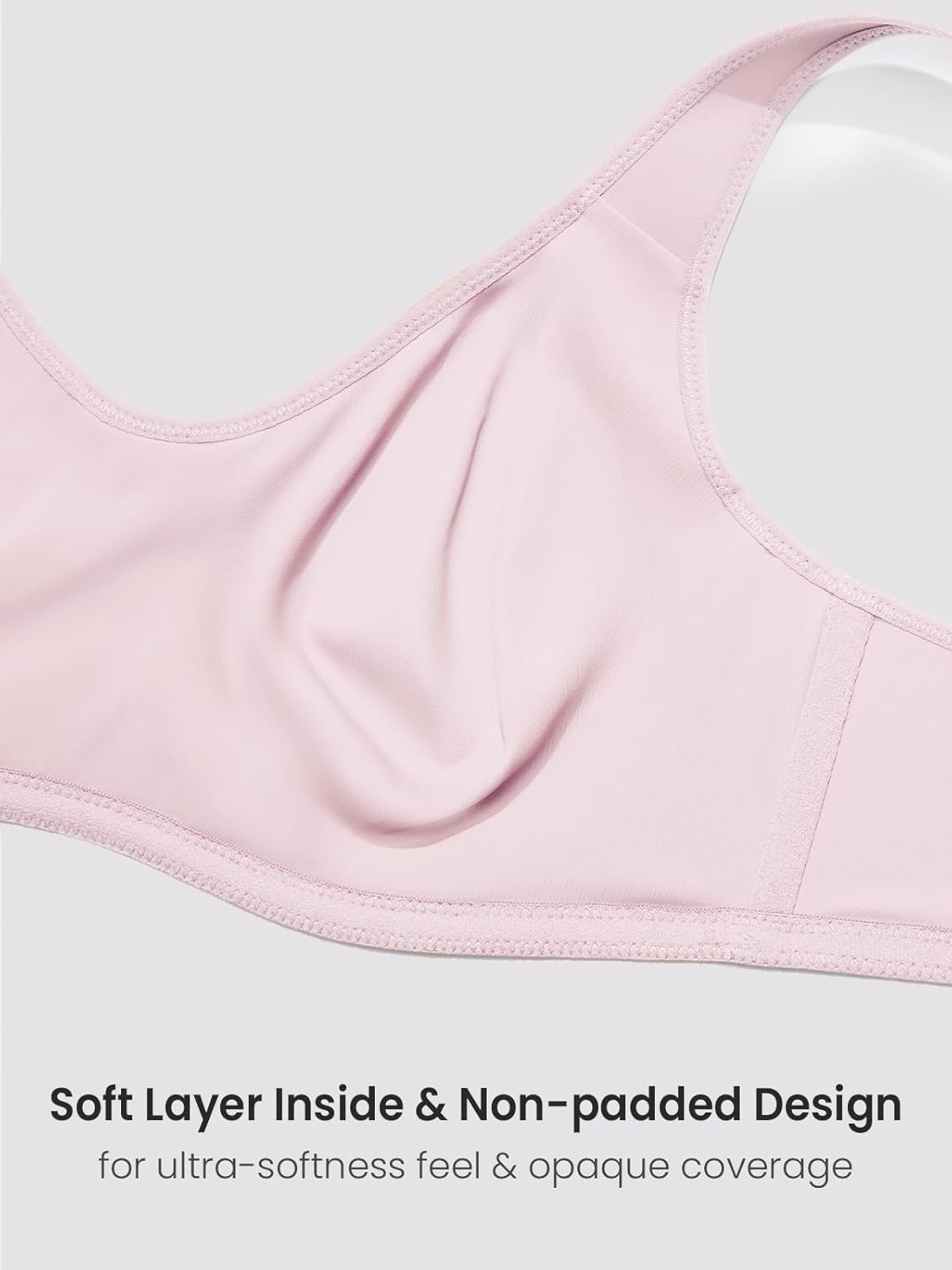 image:imageDELIMIRA Womens Confishape Full Coverage Bra Plus Size T Shirt Supportive Underwire Unlined Comfortable BrasGentle Rose Unlined