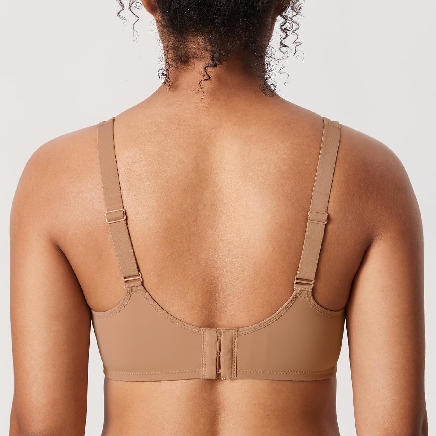 image:imageDELIMIRA Womens Confishape Full Coverage Bra Plus Size T Shirt Supportive Underwire Unlined Comfortable BrasGravel Beige Unlined