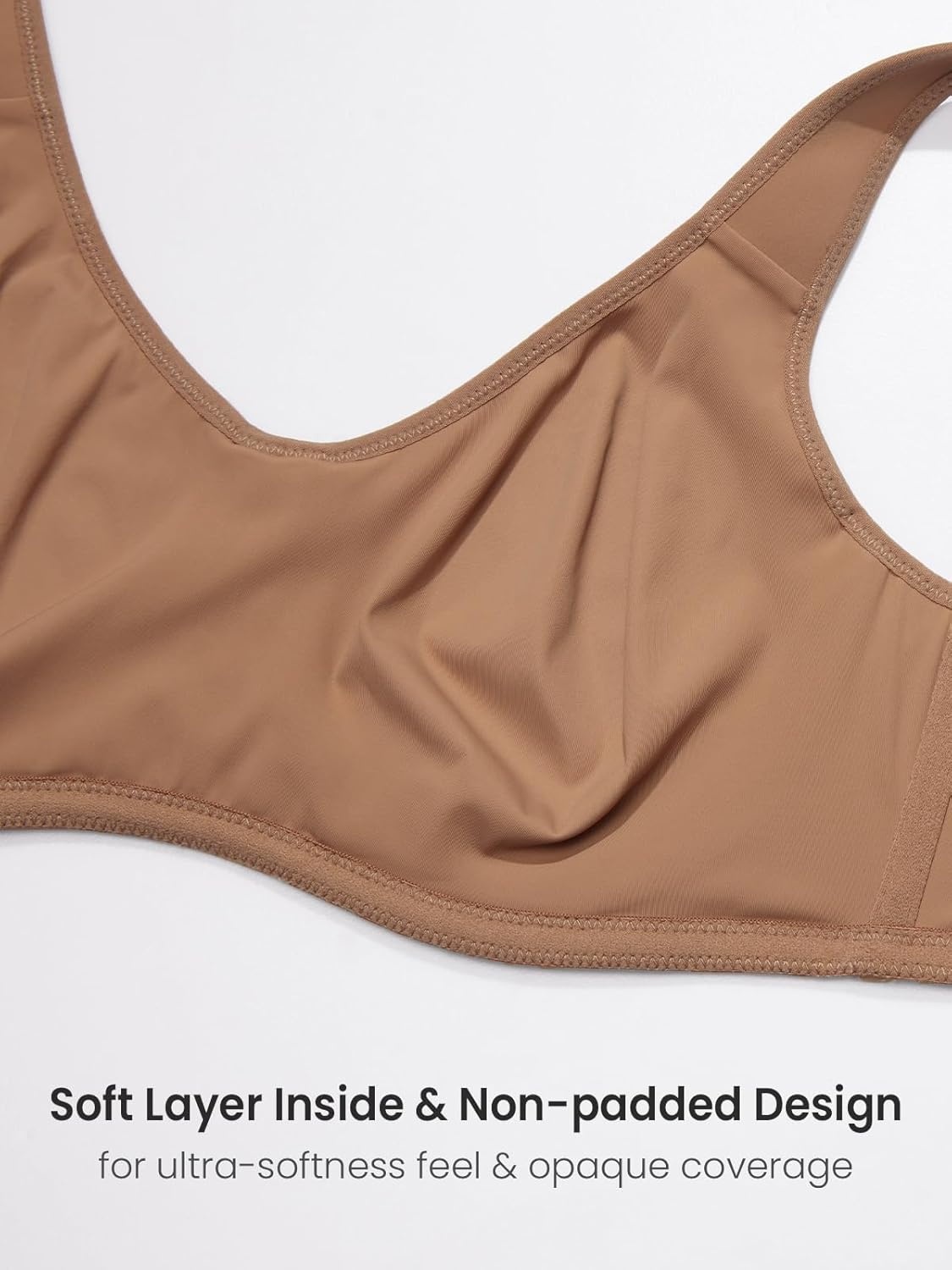 image:imageDELIMIRA Womens Confishape Full Coverage Bra Plus Size T Shirt Supportive Underwire Unlined Comfortable BrasGravel Beige Unlined