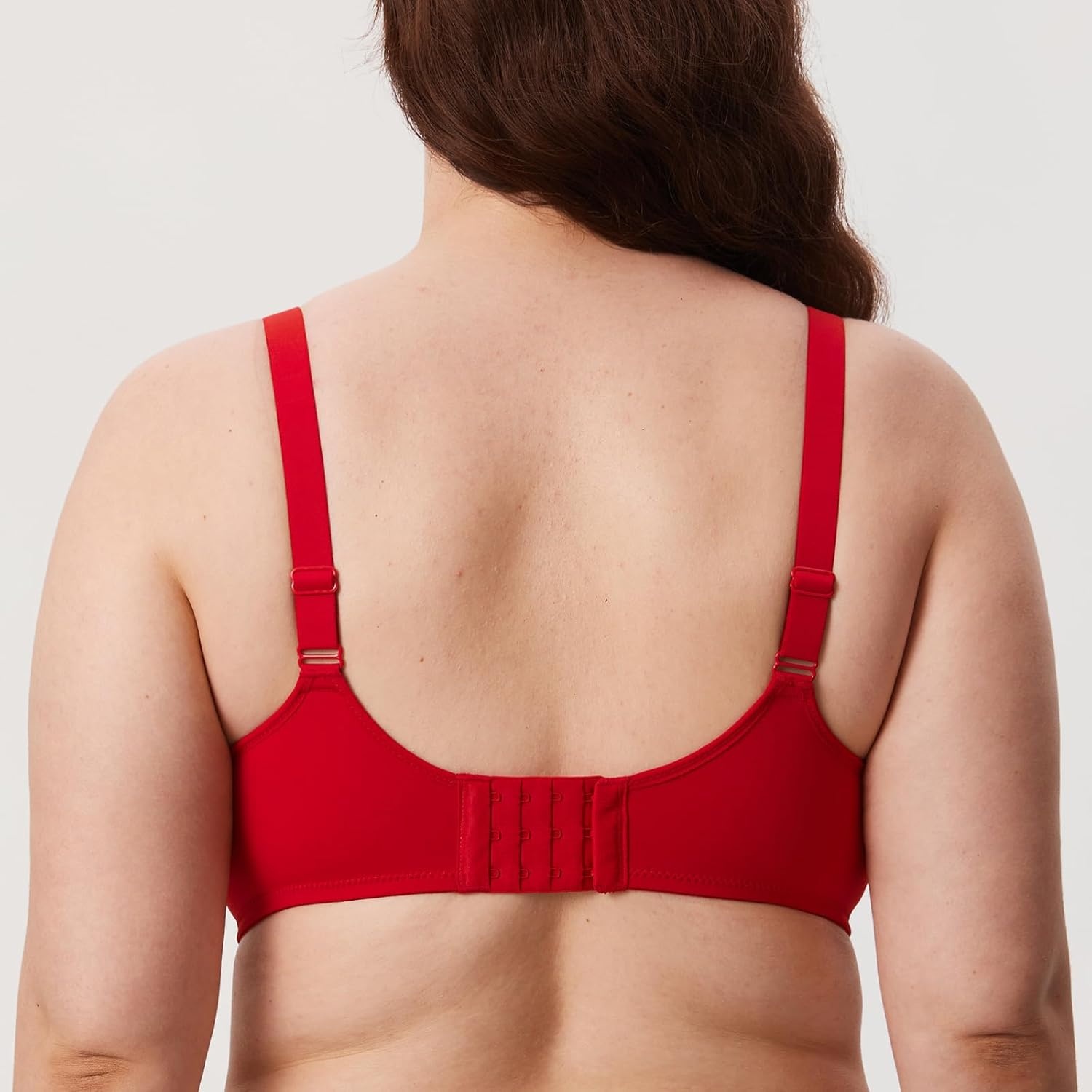 image:imageDELIMIRA Womens Confishape Full Coverage Bra Plus Size T Shirt Supportive Underwire Unlined Comfortable BrasLipstick Red Unlined