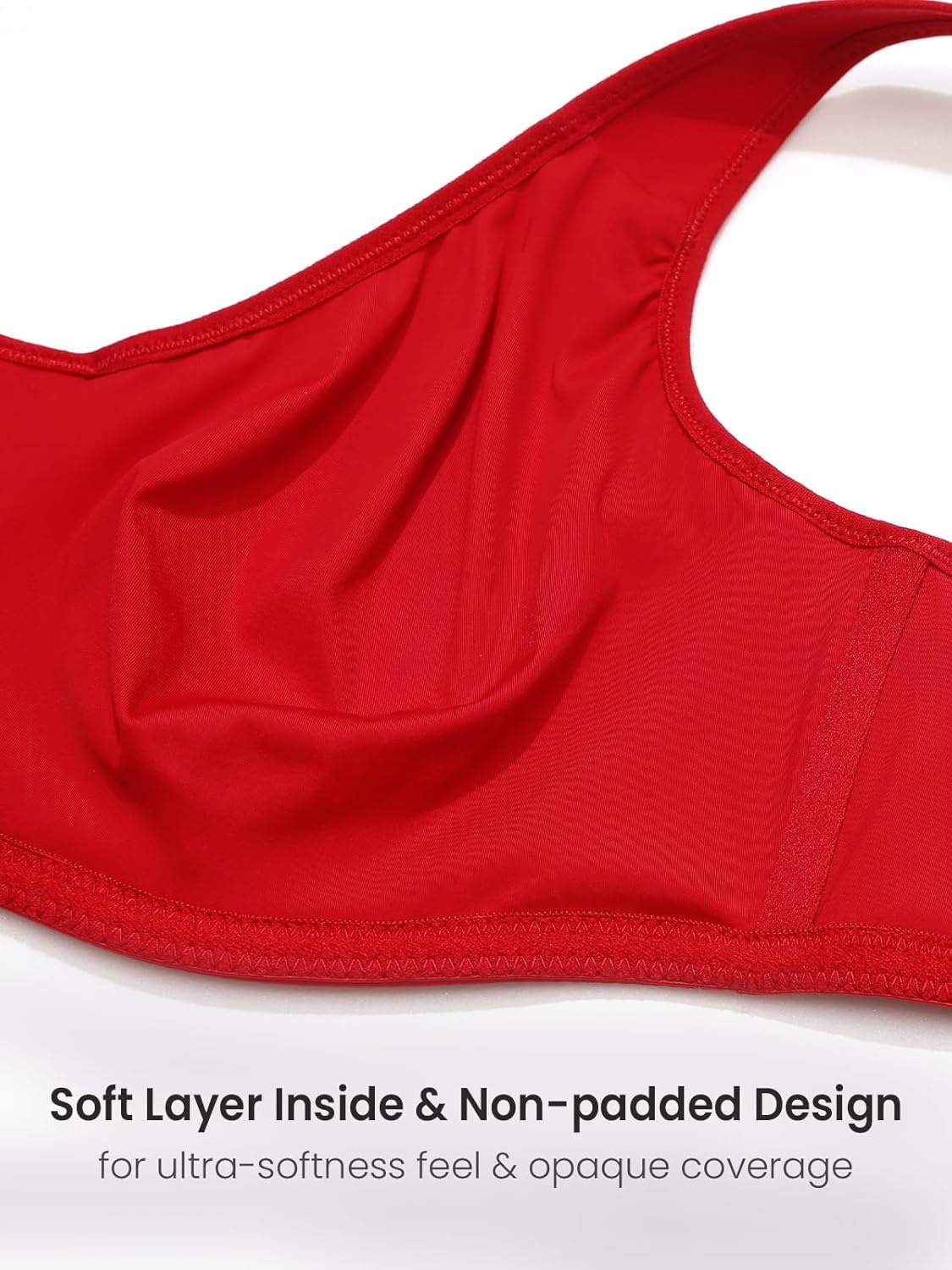 image:imageDELIMIRA Womens Confishape Full Coverage Bra Plus Size T Shirt Supportive Underwire Unlined Comfortable BrasLipstick Red Unlined