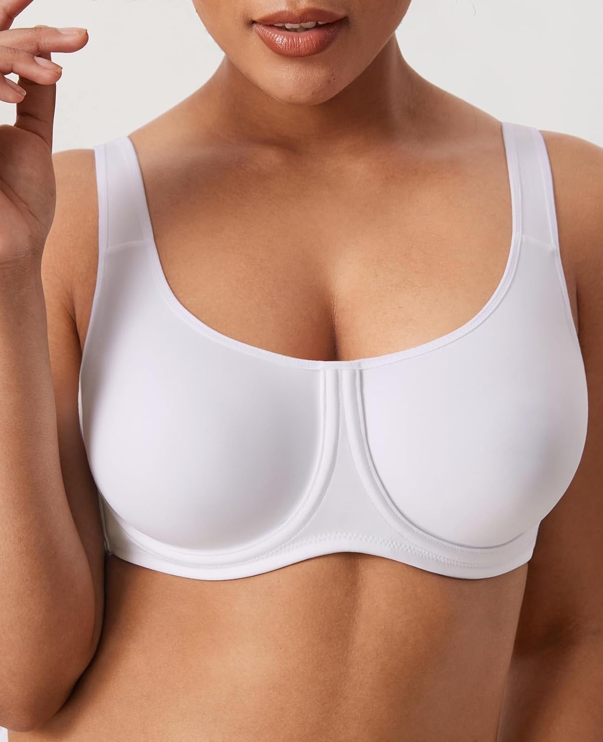 image:imageDELIMIRA Womens Confishape Full Coverage Bra Plus Size T Shirt Supportive Underwire Unlined Comfortable BrasWhite Unlined