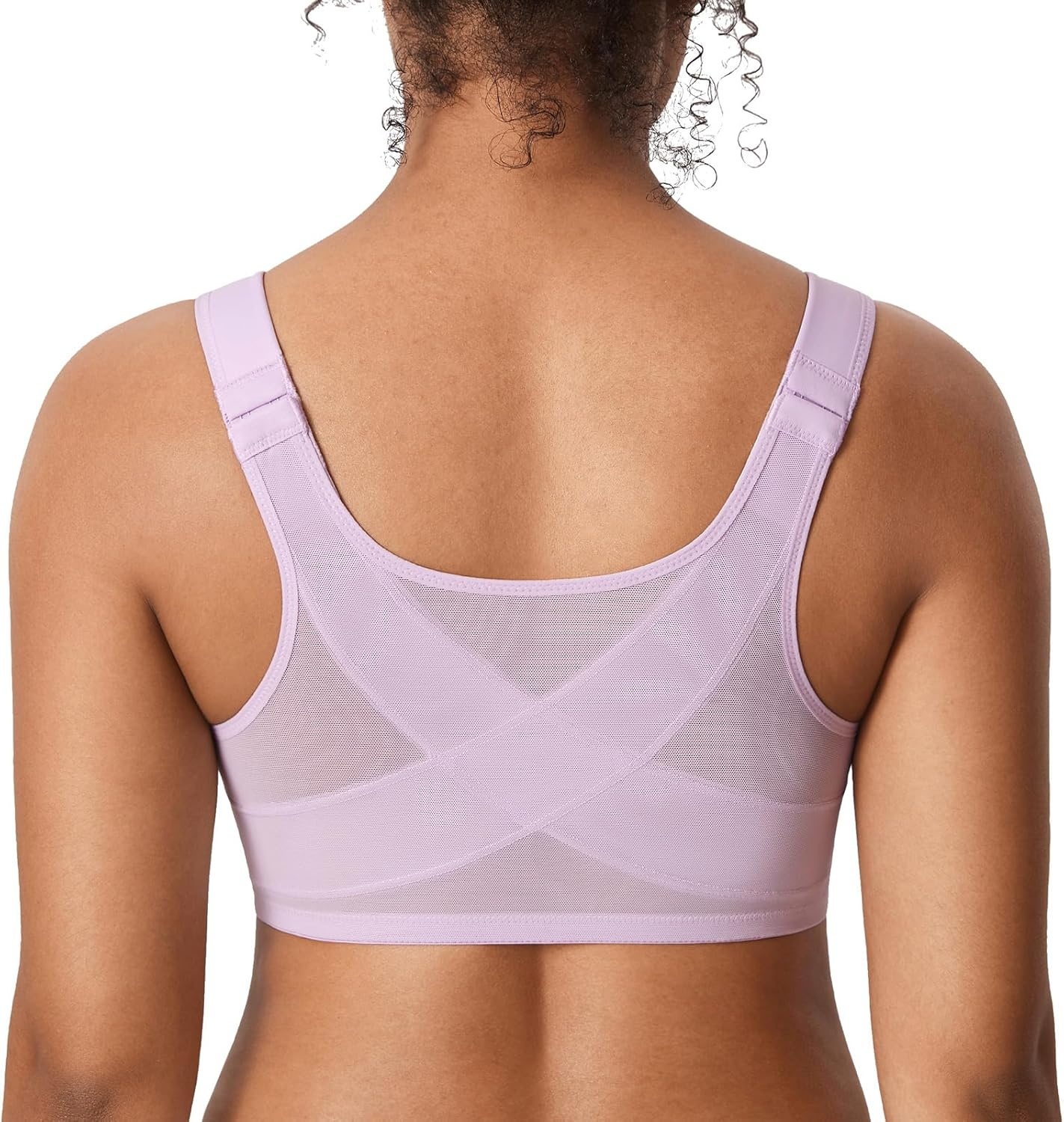 image:imageDELIMIRA Womens Front Closure Bras Posture Full Coverage Plus Size Underwire Unlined Back Support Plunge Seamless Bra BHOrchid Hush