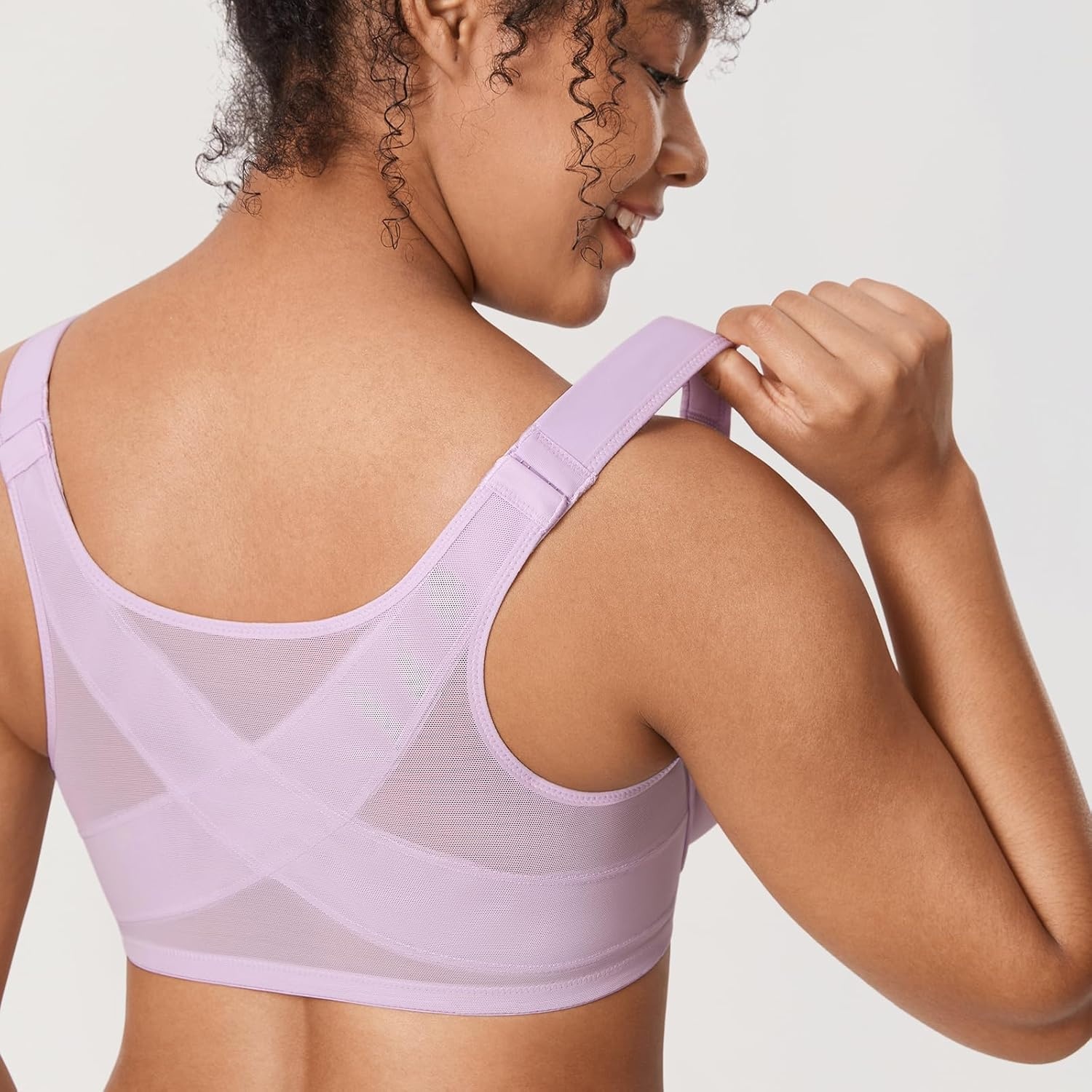 image:imageDELIMIRA Womens Front Closure Bras Posture Full Coverage Plus Size Underwire Unlined Back Support Plunge Seamless Bra BHOrchid Hush