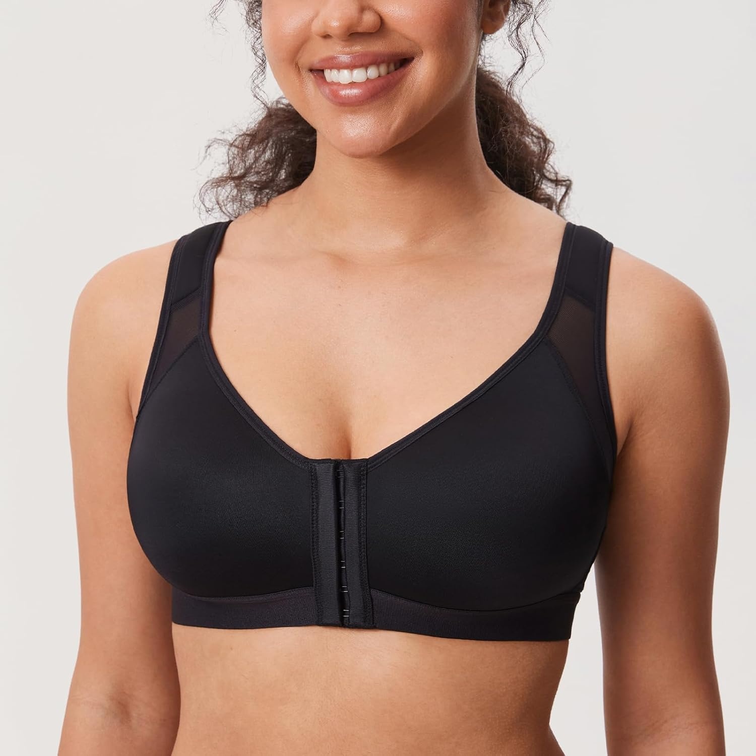 image:imageDELIMIRA Womens Front Closure Posture Wireless Back Support Full Coverage BraBlack