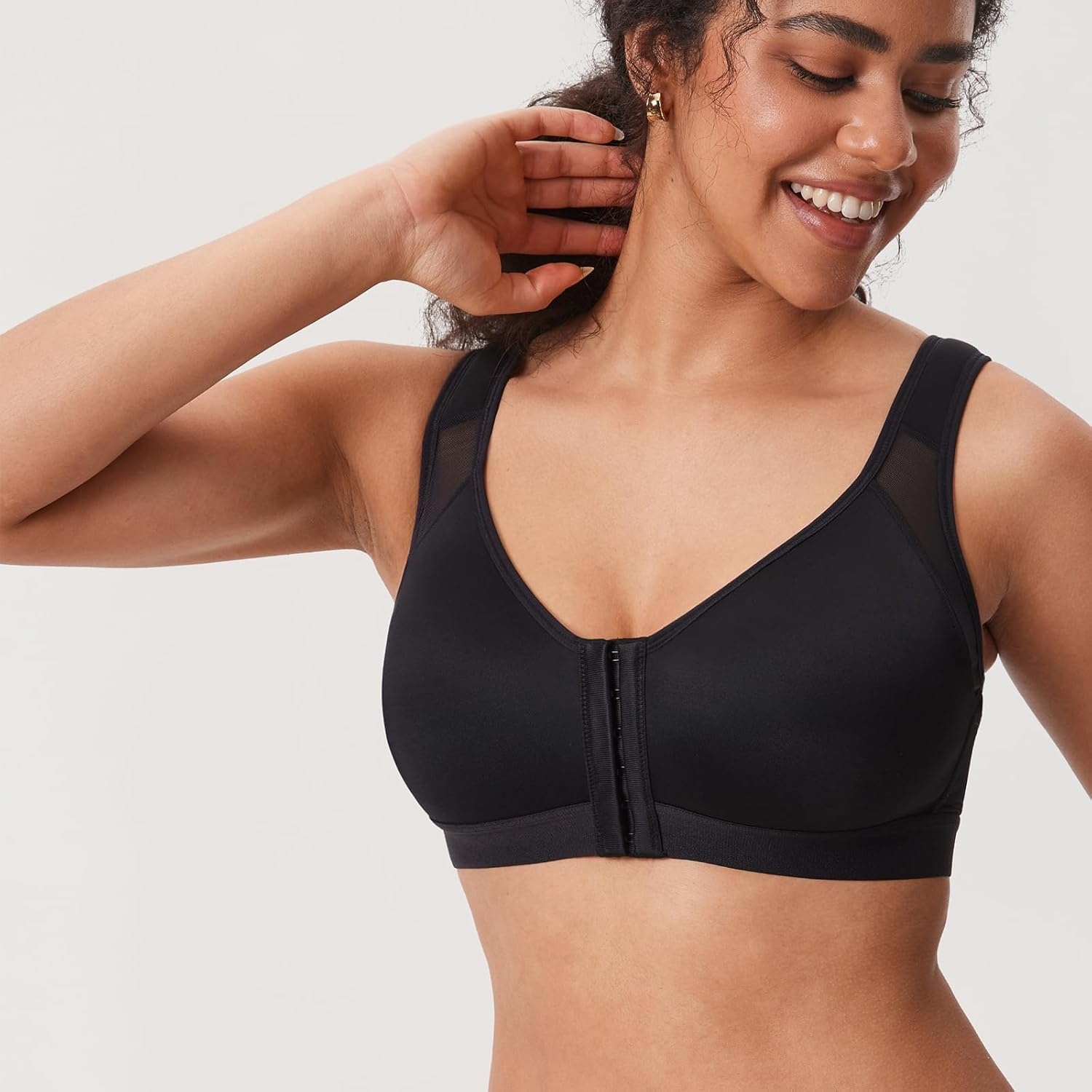 image:imageDELIMIRA Womens Front Closure Posture Wireless Back Support Full Coverage BraBlack