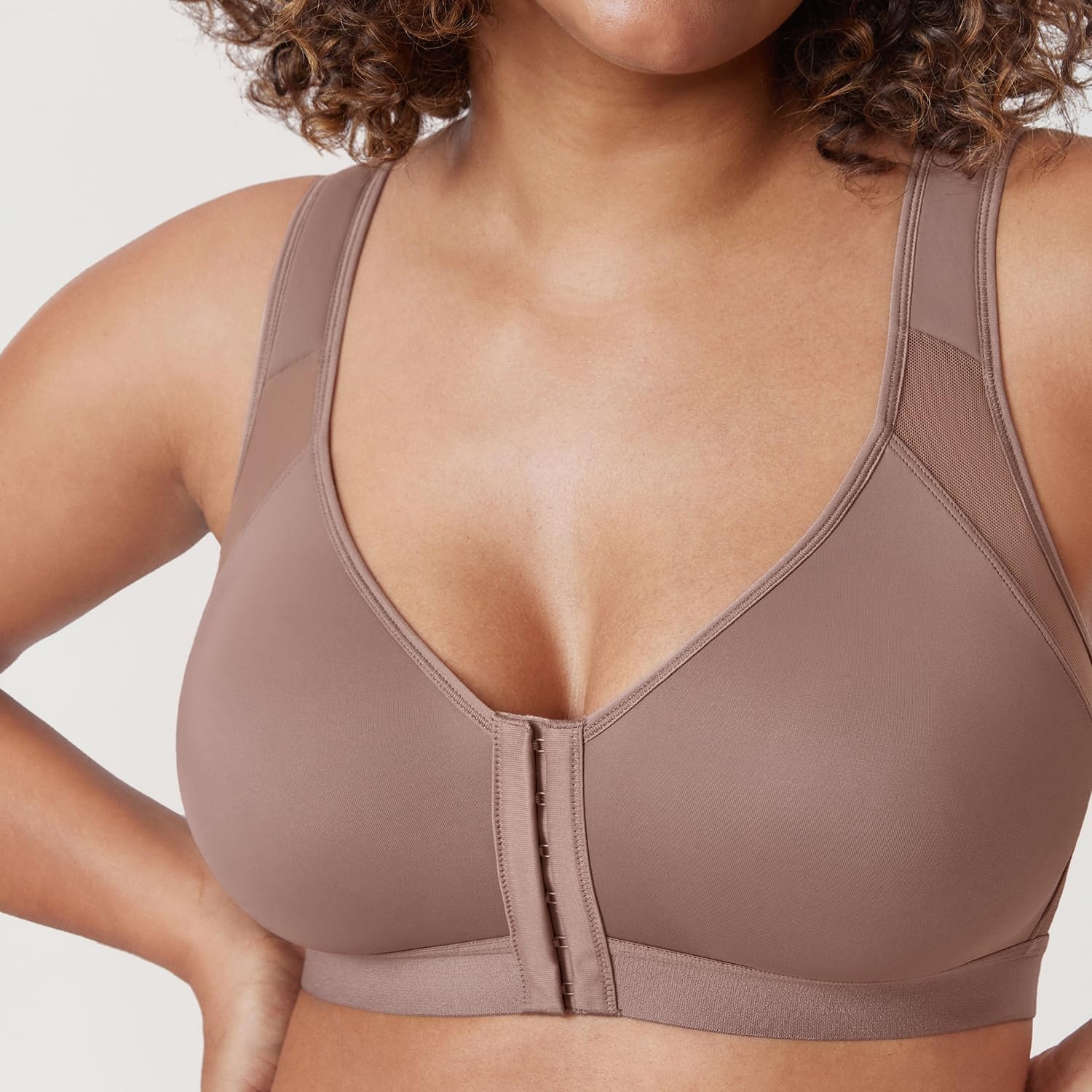 image:imageDELIMIRA Womens Front Closure Posture Wireless Back Support Full Coverage BraBrown Purple