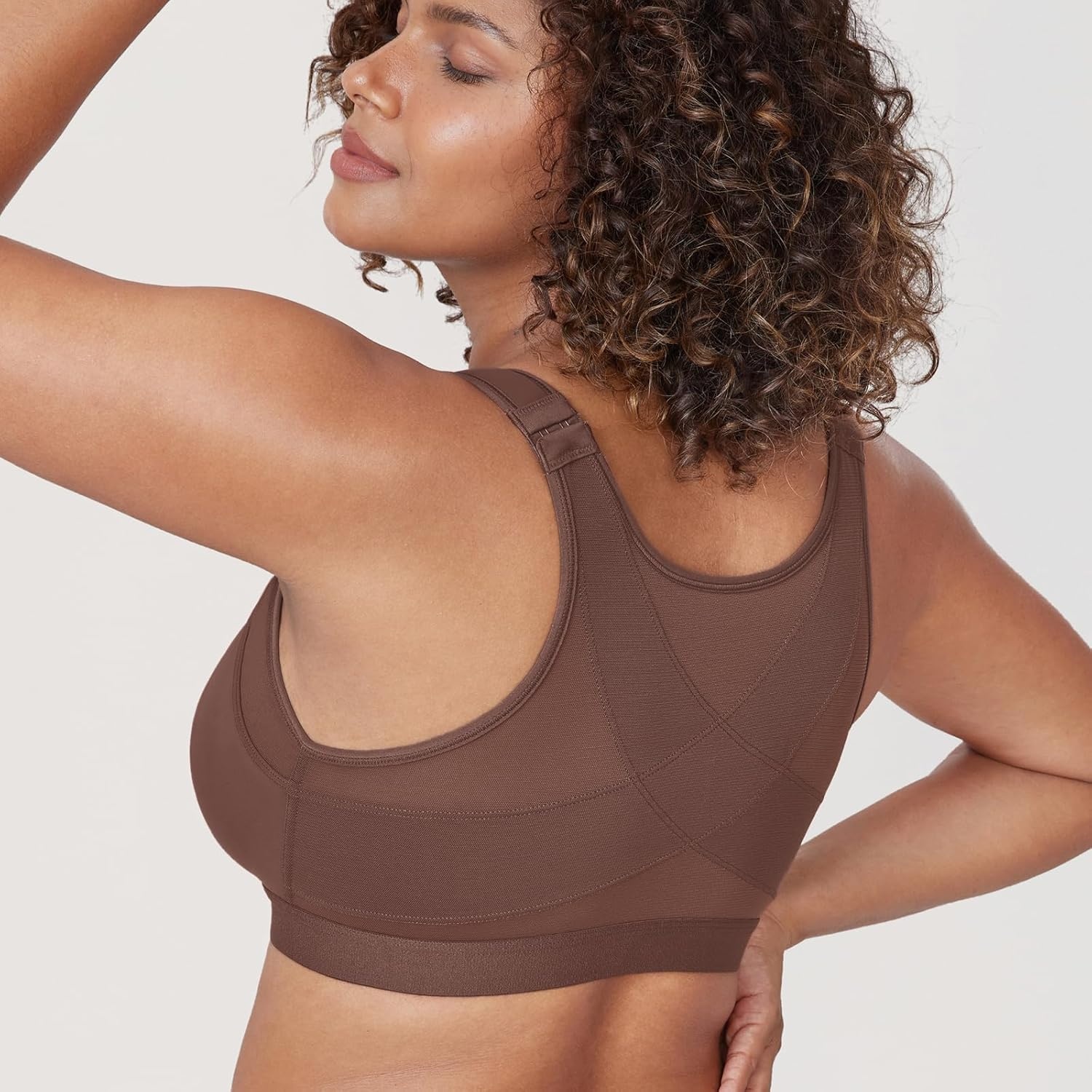 image:imageDELIMIRA Womens Front Closure Posture Wireless Back Support Full Coverage BraBrown Violet
