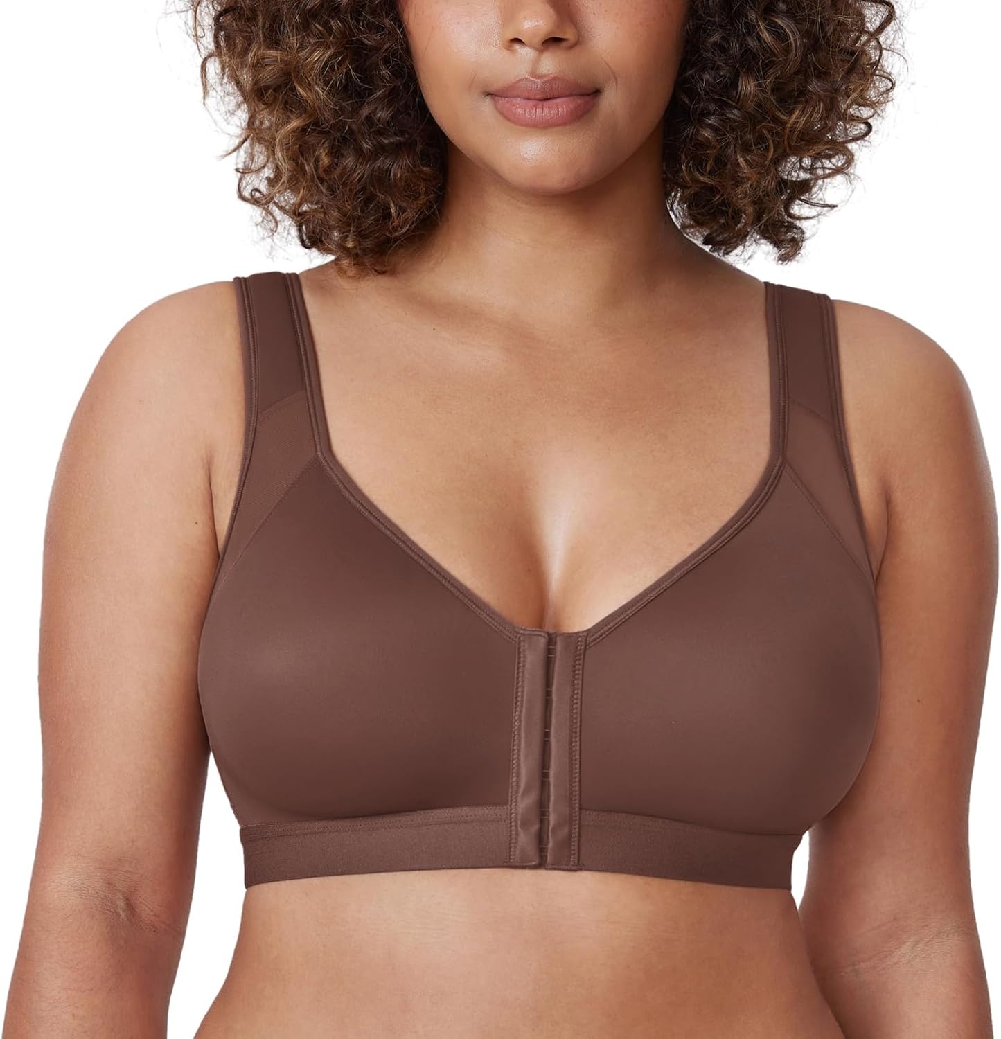 image:imageDELIMIRA Womens Front Closure Posture Wireless Back Support Full Coverage BraBrown Violet
