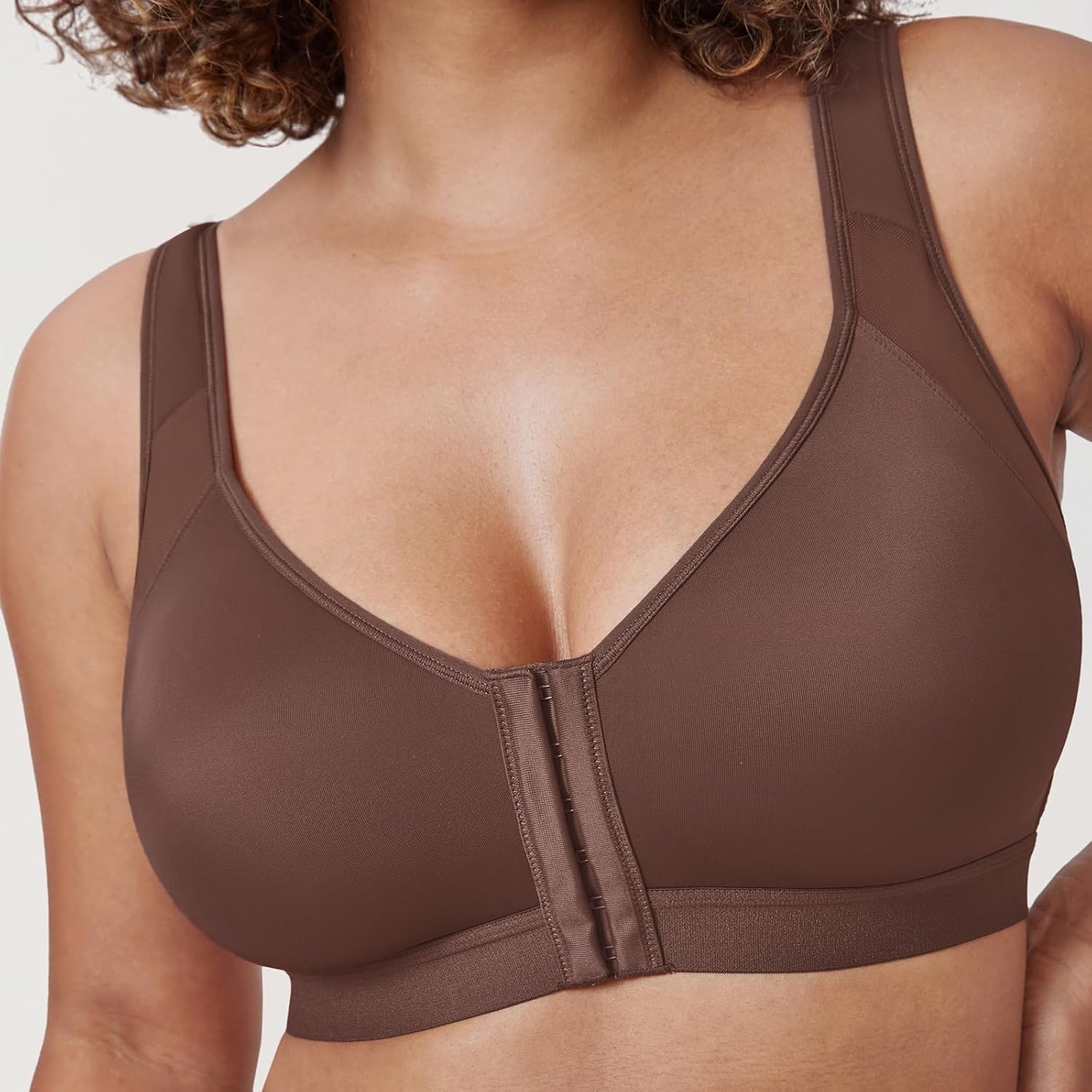 image:imageDELIMIRA Womens Front Closure Posture Wireless Back Support Full Coverage BraBrown Violet