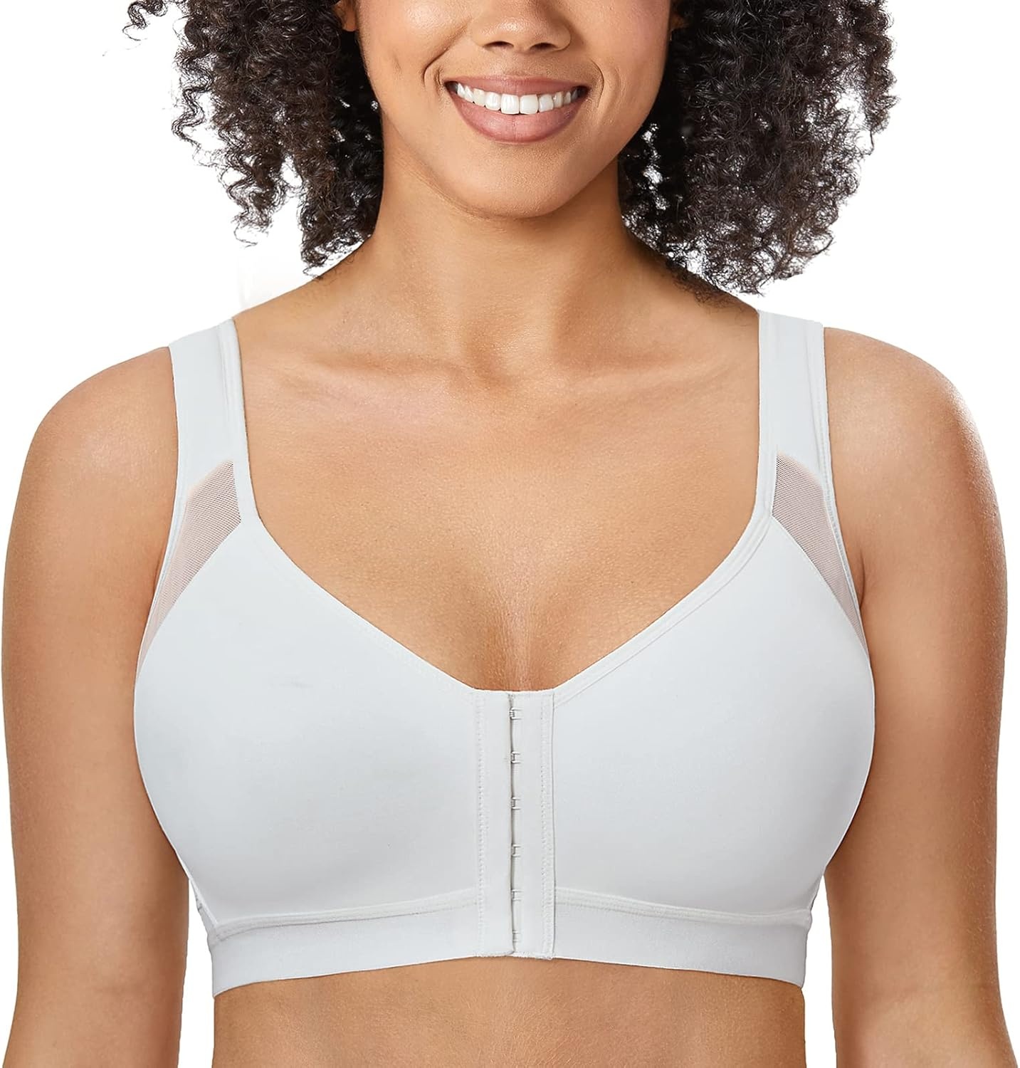 image:imageDELIMIRA Womens Front Closure Posture Wireless Back Support Full Coverage BraFrench Gray