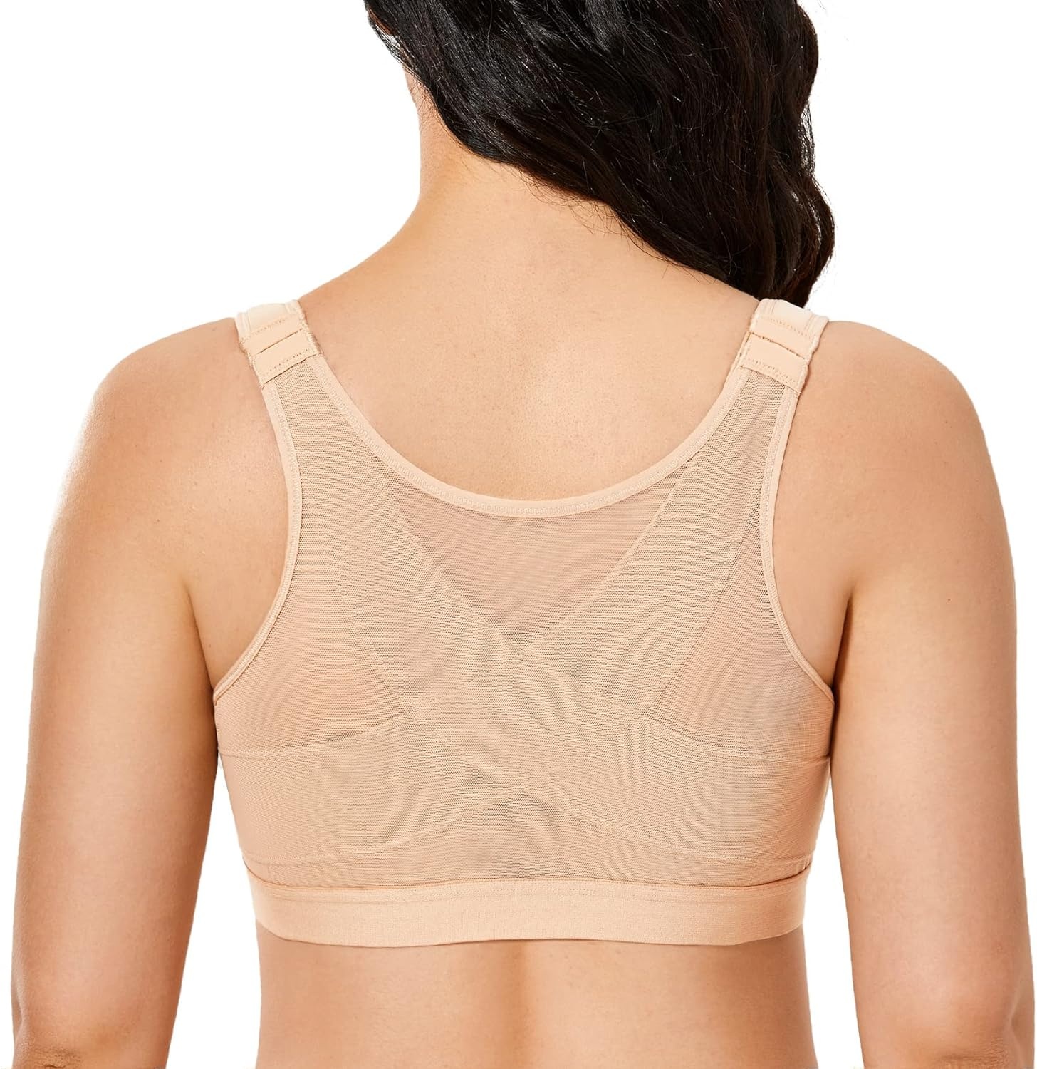 image:imageDELIMIRA Womens Front Closure Posture Wireless Back Support Full Coverage BraOatmeal Heather