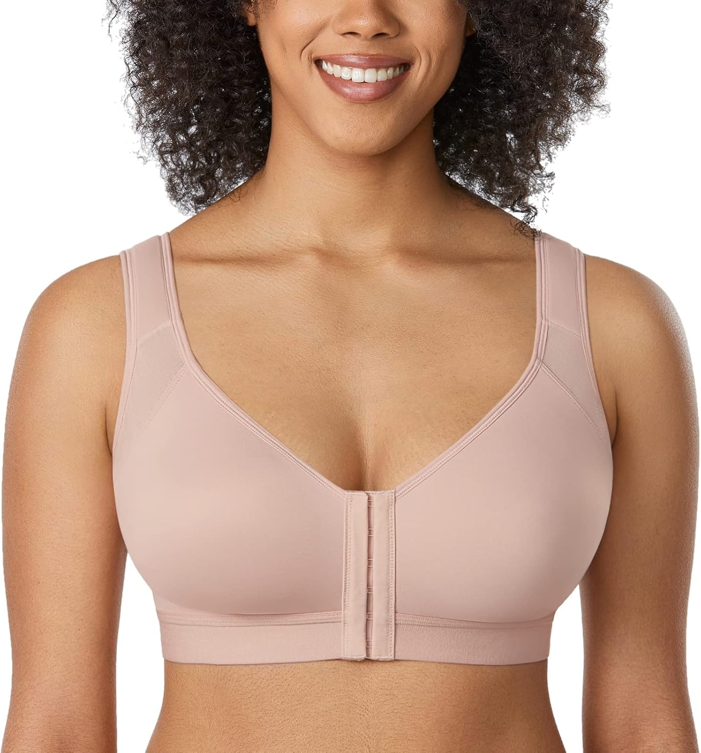 image:imageDELIMIRA Womens Front Closure Posture Wireless Back Support Full Coverage BraRose Smoked