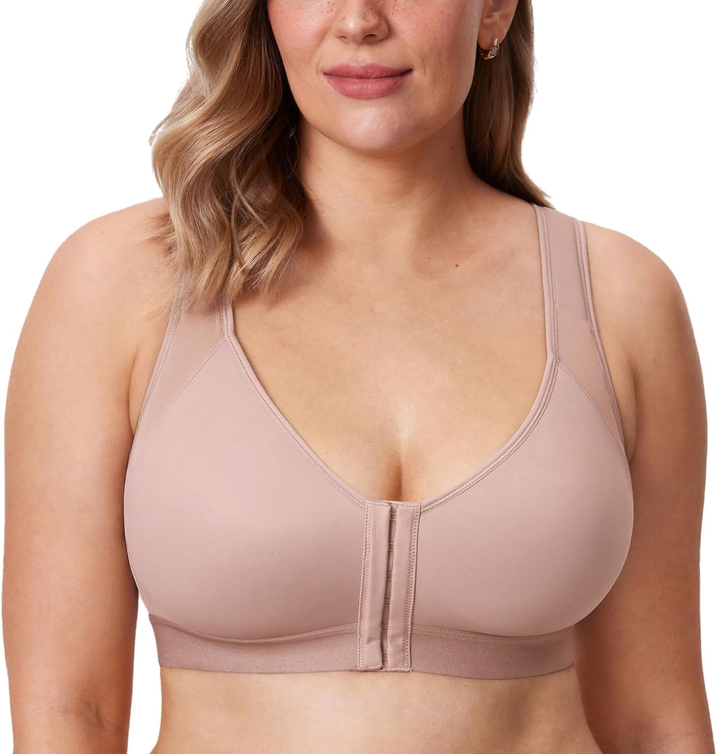 image:imageDELIMIRA Womens Front Closure Posture Wireless Back Support Full Coverage BraSea Fog