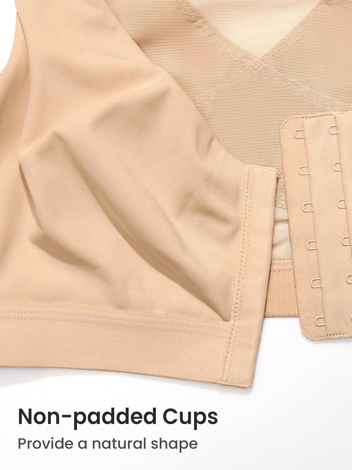 image:imageDELIMIRA Womens Inbarely Plus Front Closure Bras Posture Wireless Full Coverage Plus Size Unlined BraWarm Beige