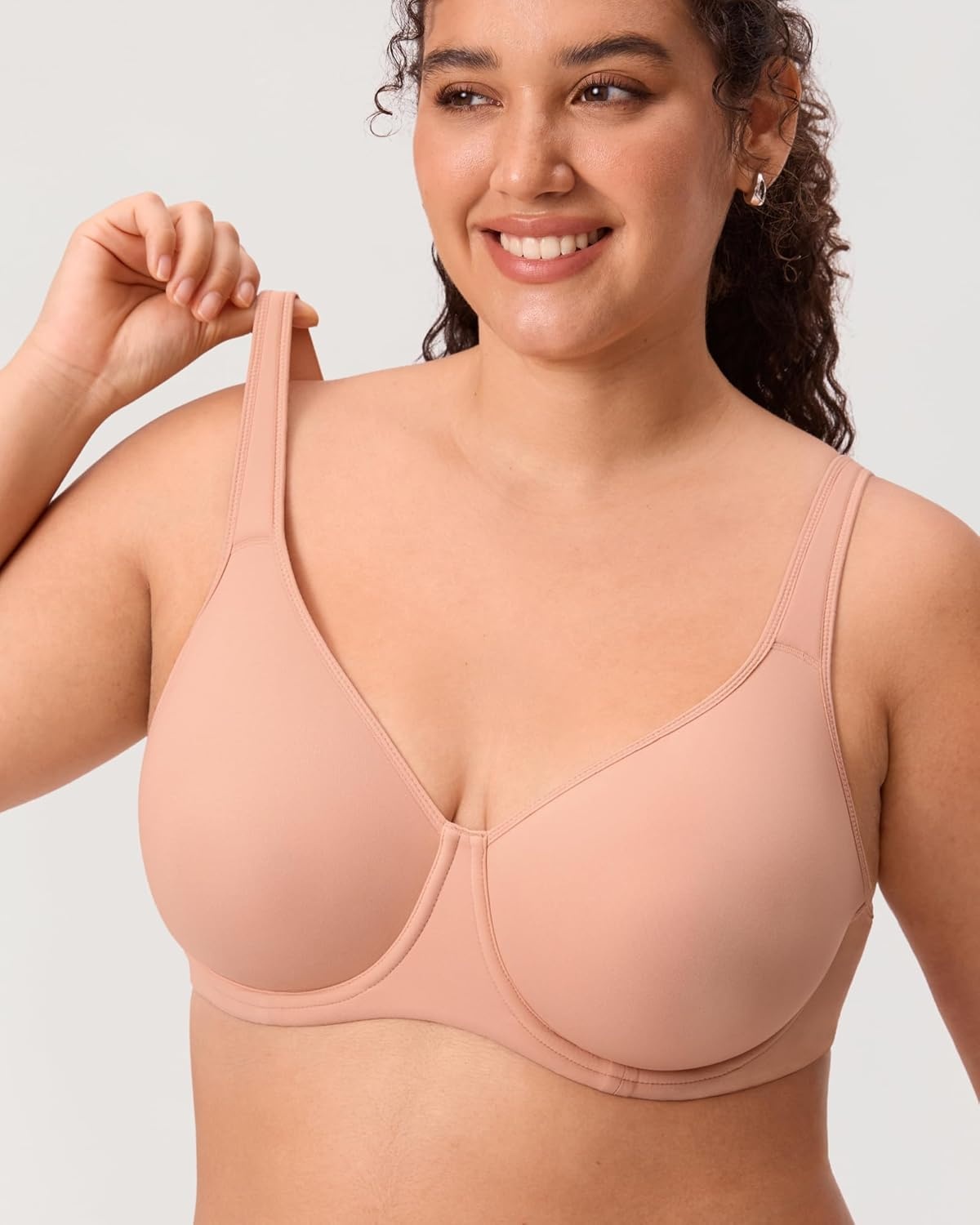 image:imageDELIMIRA Womens Inbarely Plus Full Coverage Bra Plus Size Underwire Unlined Seamless BrasBlush Beige